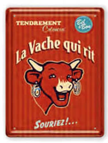 La vache qui rit® - Plaque en métal La vache qui rit® Vintage - Petit modèle - Rouge