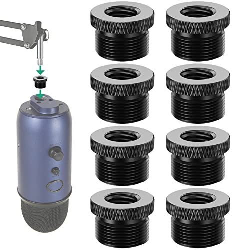 Rigych Blue Yeti Mikrofon-Schraubadapter 5/8 Stecker auf 3/8 Buchse, Metall-Schraubgewindeadapter für Blue Yeti X/Blue Yeti/Snowball Mic Boom Arm Ständer, 8 Stück (schwarz)