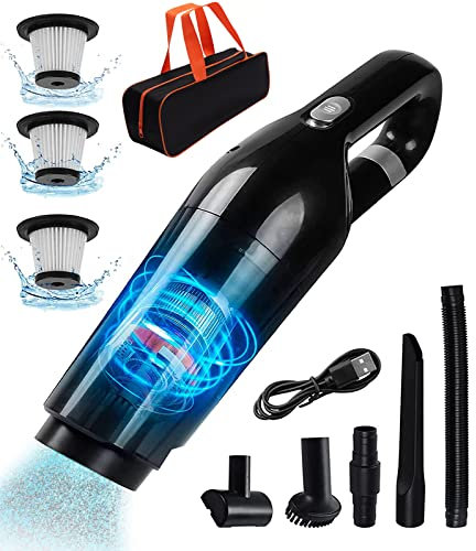 [Suction Upgrate] Handheld Vacuum Cleaner Cordless, 15000Pa Powerful Suction Car Vacuum, Mini Wet and Dry Vacuum Cleaner for Pet Hair Home Car Sofa, USB Vacuuming with Various Nozzles + Storage Bag