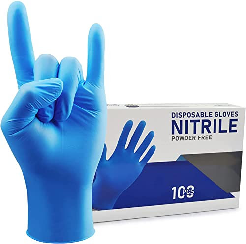 HIVEHYPE Disposable Nitrile Gloves Powder & Latex Free, Touch Screen Exam, Non-Sterile Nitrile, Multi-Purpose Gloves, Disposable, Latex Gloves, Rubber Gloves, Extra Strong, Gloves, Box of 100 (LARGE)