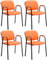 CLP 4er Set Besucherstühle Ken Pro Mit Metallgestell Und Kunstlederbezug I Konferenzstühle Mit Metallgestell Und Rückenlehne, Farbe:orange