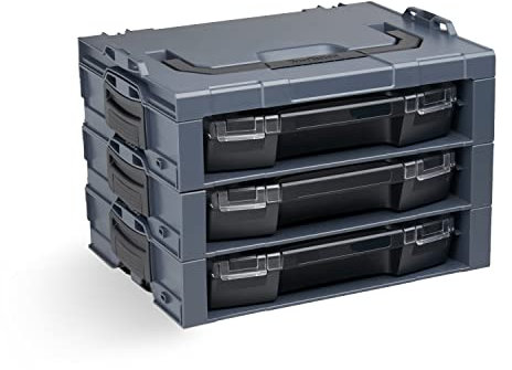 Sortimo i-BOXX Rack aktiv inkl. iBOXX 72 leer anthrazit | 3er Set | Werkzeugkoffer stapelbar LBOXX | Werkzeugaufbewahrung System Regal | i Rack Adapterplatte für Sortimo L-BOXX