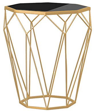 Table Basse Nordique - Verre Trempé Et Base en Fer Forgé, Table De Chevet De Bureau De Salon Nordique Tables D'appoint De Canapé De Salon Moderne, 18.1 × 22