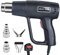 Ykgutilu Heat Gun, 2000W Heavy Duty Hot Air Gun Kit Variable Temperature Control w/ 2-Temp Settings 60℃- 600℃ Overload Protection w/ 4 Nozzles Crafts, Shrink Tubing/Wrapping, Stripping Paint, Black
