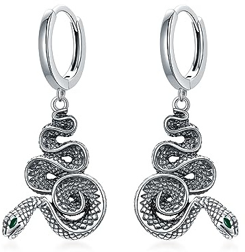 VONALA Schlangen-Ohrringe Sterlingsilber schwarze Schlangen-Huggie-Creolen Gothic-Schlangen-Ohrringe Schlangen-Schmuck für Damen Herren Teenager Mädchen