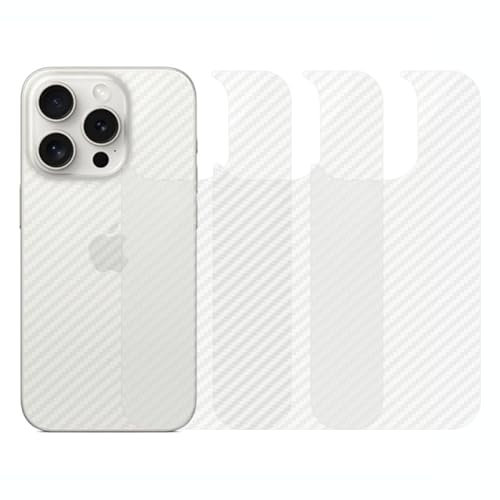 qichenlu qichenllu Carbon Muster 4 Stück Rückseite Folie kompatibel mit iPhone 15 Pro Max,Folie Hinten kompatibel mit iPhone 15 Pro Max,Klar Matt Klebefolie Kratzfest Hinten Schutz