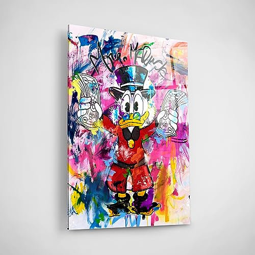 Art100 Acrylglasbild Dagobert Duck - Scrooje with Money 120x80 cm | Hochwertiger Kunstdruck, modernes Wandbild | coole Wandbilder Wohnzimmer | Art Bilder, Kunstwerke | Raum und Wanddekoration