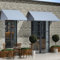 BaraSh Bistro-Markise Blau und Weiß 400 x 120 cm Wandmontage Bistro Markise Gartenvordach Sonnenschutz Unterstand