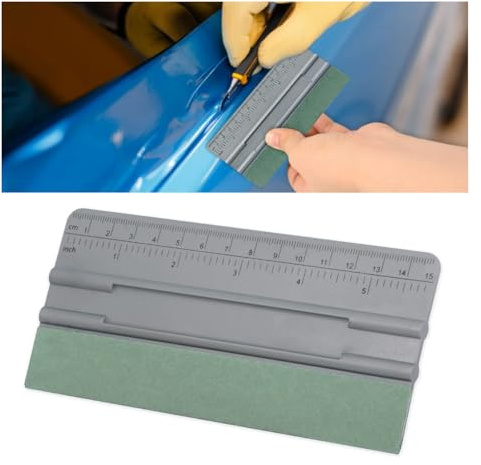6 Inch Vinyl Wrap Squeegee, Window Tint Squeegee Installation Tool with Ruler 15CM & Suede Felt Edge, Car Vinyl Wrap Scraper Tool for Sign-Making Graphic Wallpaper Film Smoothing (6 Inch)