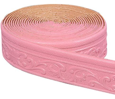 Jodimitty Bordüre Selbstklebend Rosa 10m x 8cm x 4mm Wasserdicht Wandbordüre TapetenBordüre Anti-Kollisions Fliesen Bordüre Roll Border Trims für Ecken Linien Decken Dekoration