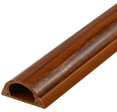 wire trunking PVC Cuttable Half Round Cable Raceway, Skirting Board Trunking with Self-adhesive Tape, Hole-free Cord Cover Wall for Computers In Home and Office (Color : Brown, Size : 1.5m/59.1 in)