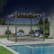 PURPLE LEAF Pergola Aluminium avec 12 Guirlandes Lumineuses Exterieure LED, Pergola Jardin Extérieur 3 x 3 m, Tonnelle de Jardin avec Toit de Protection, Gris