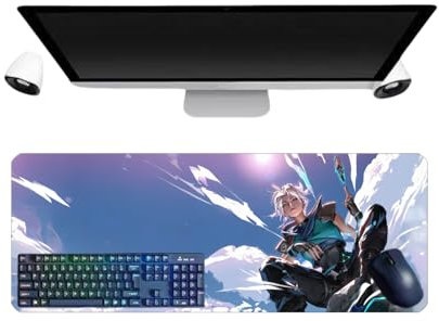 PUrar Valorant Jett Tapis de Souris XL, 800 x 300mm, Tapis de Souris de Jeu imperméable et Base de 3mm en Caoutchouc antidérapant Surface texturé