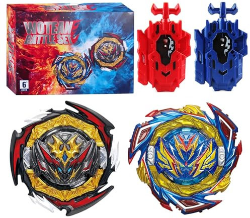 Wotean Gyroscope Turbos Kit toupie de Combat 4D Arena Metal Fusion avec Lanceur de Bataille, Coffret Cadeau pour Enfants(187+180)