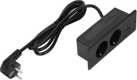 Presa Scrivania con 2 Porte USB 2 CA, Presa di Corrente Integrata Nell'hub di Alimentazione Scrivania con Cavo 1,5 M, per Mobili, Apparecchiature Meccaniche (Black)