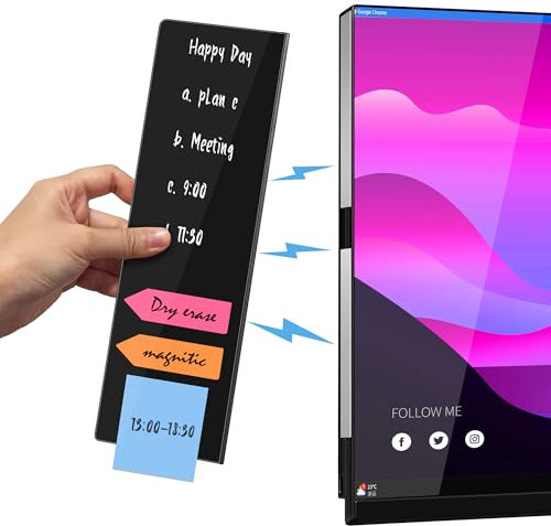 Lumanman Magnetic Monitor Memo Board for Computer, Acrylic Message Reminder Board for Moniter Side, Office Desk Accessories for Women Men, Computer Sticky Note Holder Home Office Memo Holder, Black