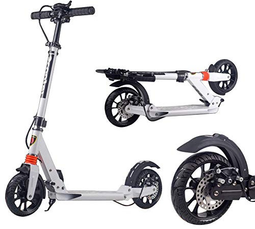 Ultra Wide Big Wheels Tretroller für Erwachsene mit Scheibenhandbremse – faltbar und höhenverstellbar | 150 kg Kapazität Pendlerscooter für Jugendliche und Uni-Fahrer