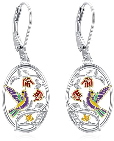 Eusense Kolibri Ohrringe 925 Sterling Silber Tropfen Ohrringe Vogel Ohrringe Schmuck Geschenk für Frauen Mädchen