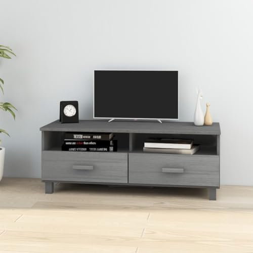 Centres de divertissement et meubles TV - Meuble TV HAMAR gris foncé - 106 x 40 x 40 cm - Bois de pin massif