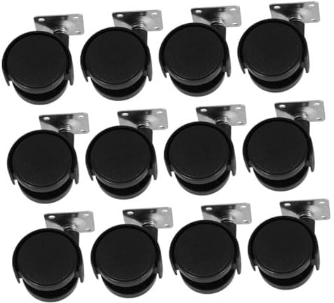 STOBOK Nylon Plastic Caster Wheels 12 Pack Replacement Wheel for Furniture Cart and Home Shelves