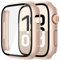 Piuellia 2 Pack Hard Protective Case Screen Protector Compatible with Apple Watch Series 10 (2024) 46mm, Anti-Drop Ultra-thin Full Coverage PC Cover for iWatch, 1 RoseGold + 1 Transparent