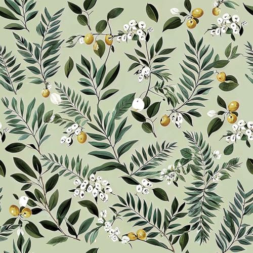 ANHUIB Pflanzen Wandaufkleber Deko Selbstklebende Tapete Grün 44×300cm Hellgrün Tapete Selbstklebende Wandtapete Küche Wasserdicht Pflanzen Möbelfolie Wohnzimmer Schlafzimmer Schränke Vinyl Klebefolie