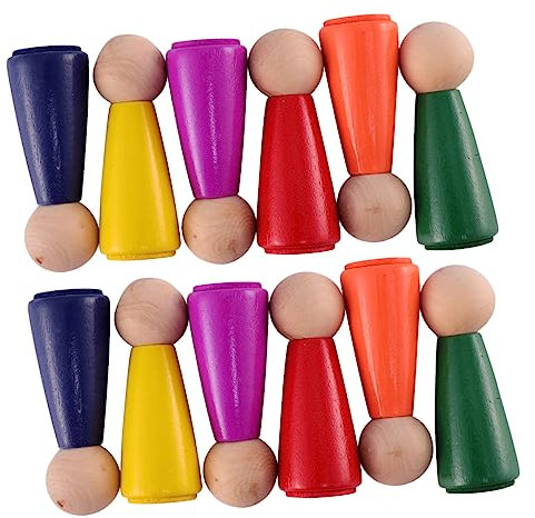 KONTONTY 12 Stück Mini-figuren Aus Holz Handgefertigtes Spielzeug