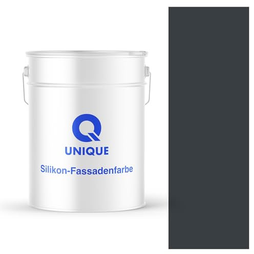 Q UNIQUE Fassadenfarbe Graphitgrau 7016 10L – Silikonharz-Außenfarbe, Wetterfest, Selbstreinigend, Hohe Deckkraft, UV-Beständig, Für WDVS, Beton & Mineralische Untergründe