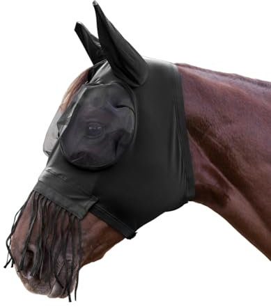 Waldhausen Fliegenmaske Puck mit Nasenfransen, schwarz, Pony