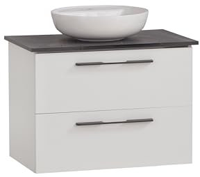 Schildmeyer Waschtisch Maxim 701862, rundes Aufsatzbecken, weiß matt/Marmor Optik
