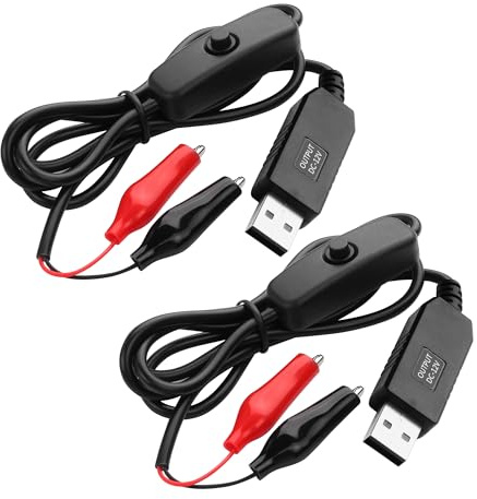 PNGKNYOCN Cavo USB a clip da 12 V con pulsante di controllo dell'alimentazione, connettore USB a clip per aumentare la tensione, cavo convertitore (2 pezzi)