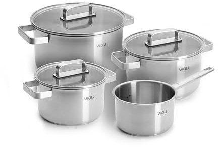 WOLL Steel Edelstahl Topfset – 7-teiliges Kochtopfset, induktionsgeeignet, für alle Herdarten, spülmaschinenfest, korrosionsbeständig, Silber