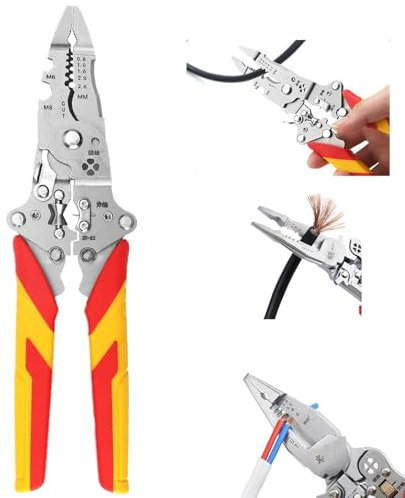 Abisolierzange,kabelzange,multifunktionszange,elektriker zange,automatische abisolierzange elektriker zange 14-in-1,für dünne kabel,für Elektriker, Zange Kabelschere zum Abisolieren,Wickeln,Spalten