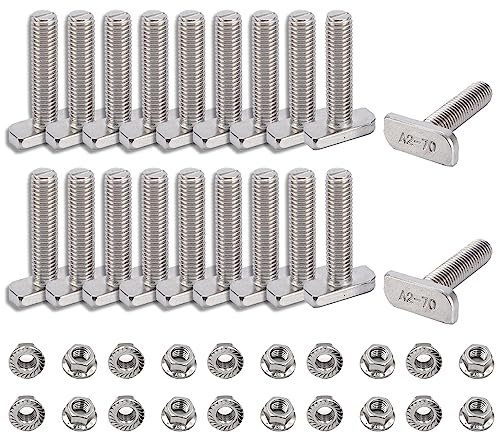 Viti a Testa Martello t Bolt Vite Bullone Con Dadi a Flangia m8 20pezzi Viti Per Guida Di Ancoraggio Per Serra Fotovoltaica Solare Guida Di Montaggio In Acciaio Inox