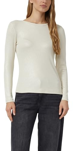 s.Oliver Damen RIPP-Shirt mit Glitzer-Effekt T-Shirt Langarm mit Glitzereffekt