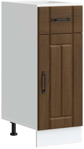 Teenpull Lucca Küchen-Unterschrank Braun Eichen-Optik, Holzwerkstoff, 30x46x81,5 cm, verstellbare Füße, ideal als Vorratsschrank & Aufbewahrungsschrank für Küche, praktischer Stauraum