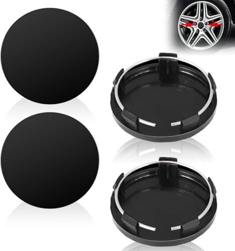 VZU 4 Stück Radnabenkappen, Nabendeckel 60mm Radnabenabdeckung, Universal Hochwertiges ABS Schwarz, für Auto Zubehör Alufelgen(OD 60mm ID 56mm)