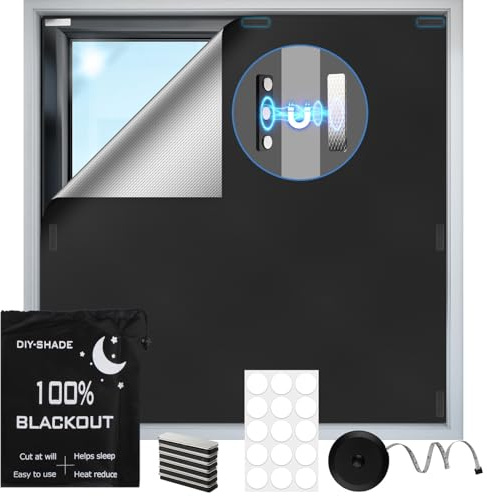 100 x 148 cm Fenster Verdunkelung Magnetisch, 100% Verdunklungsstoff 420D Oxford Verdunkelungsrollo Ohne Bohren Dachfenster Verdunkelung Abnehmbar für Kinderzimmer Schlafzimmer