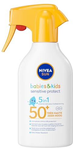 NIVEA SUN - Spray Solaire Babies & Kids Sensitive Protect FPS 50+ (1 x 250 ml), Protection Très Haute, Ultra Résistant à l'Eau, Crème Solaire pour Peau Fragile des Enfants et Bébés avec Vitamine E