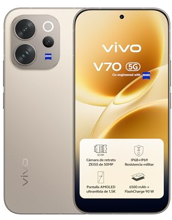 vivo V70 8GB+512GB Supertele ZEISS Vídeo4K 6500 Pantalla1,5K OLED IP68