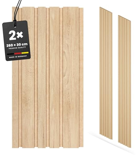 KGM Akustikpaneele Blend Eiche Natur MDF - 30 x 1,7 x 260 cm, 2er Set