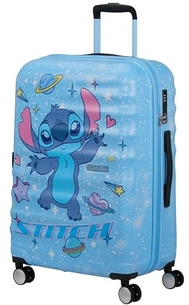 American Tourister Wavebreaker Disney - Stitch Hartschalenkoffer Groß (77 cm), Reisekoffer, TSA Schloss, 4 Rollen, 96 L, 4.2 kg - Stitch Universe