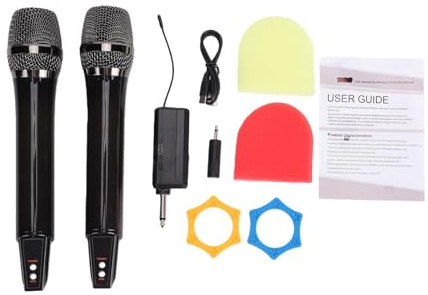Keenso Microphone sans Fil RVB, Micro karaoké Portatif ABS avec Récepteur UHF, Audio 6,5 Mm, Lumières de Synchronisation de Musique, Son Haute sensibilité, pour Scène de Diffusion en Direct KTV à (1