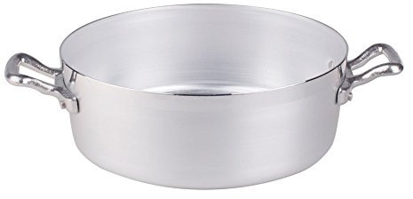 Pentole Agnelli FAMA638 Casseruola Bassa con Maniglie, Alluminio, Argento, 38 cm