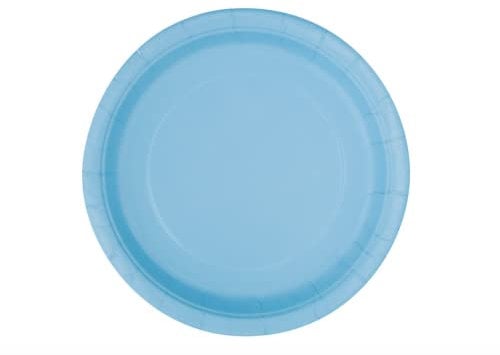 Unique Party - Platos de Papel - 17.1 cm - Azul Claro - Paquete de 20 (30898)
