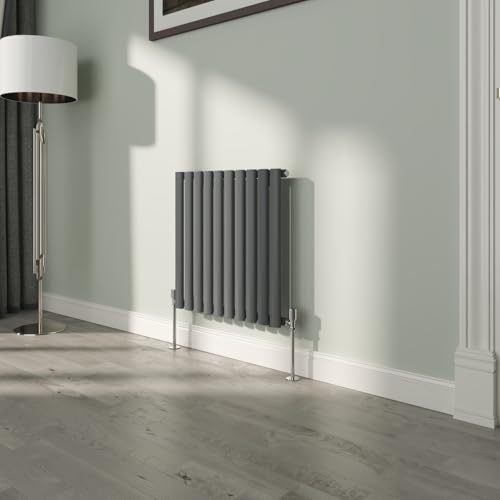 NRG 600x590mm Oval Column Radiator Single Panel Anthracite | High Heat Output, Designer Radiator Wall Mounted, Central Heating Compatible, Modern Radiator, for Living Room, Kitchen
