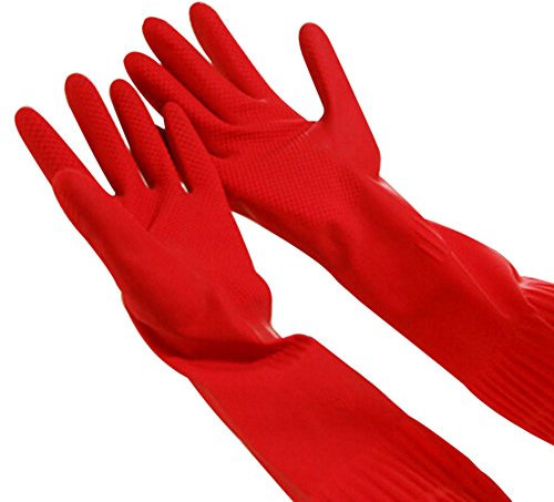 ESHOO Reusable Latex Rubber Gloves Household Laundry Dishwashing Waterproof Long Sleeve Gloves (1 pair)