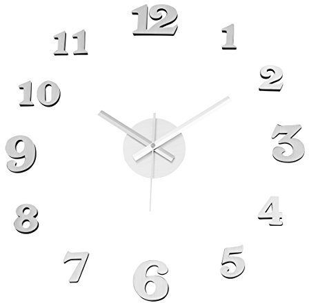 LOLAhome Reloj de Pared Adhesivo de Polipropileno Plateado Moderno para salón Vitta