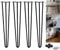 28 inch Metal Table Legs 71cm Black Steel Hairpin Table Leg Sturdy 3 Rod Mid Century Modern Furniture Industrial Style 10mm for Desk Dining Table DIY Furniture with Protector Feet & Screws (Set of 4)