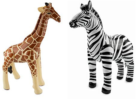 Große aufblasbare Giraffe und aufblasbares Zebra im Set Strandspielzeug Partydeko